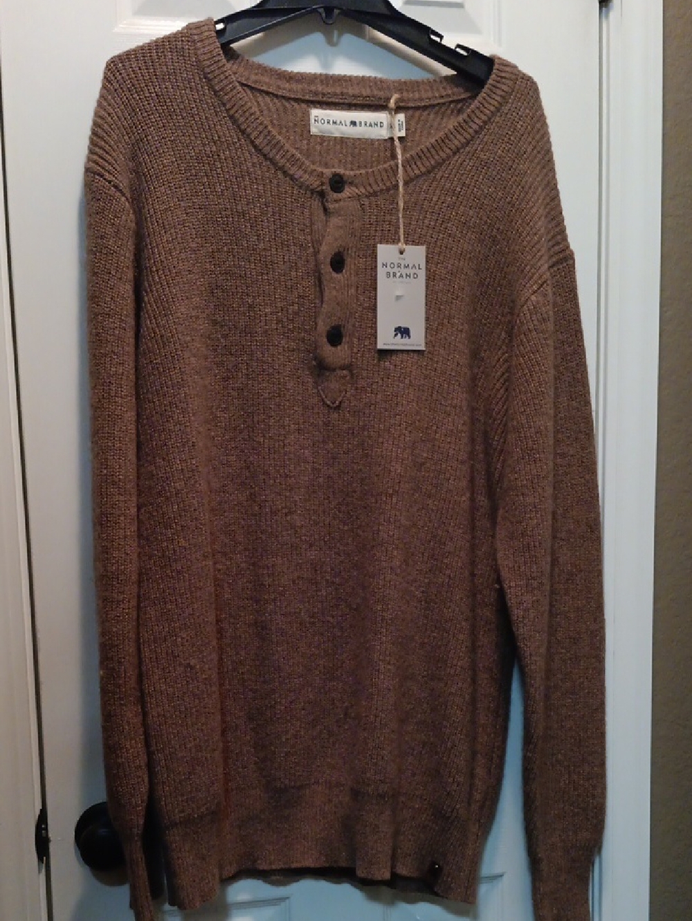 The Normal Brand Crewneck Sweater in Brown 55% Lambswool NWT